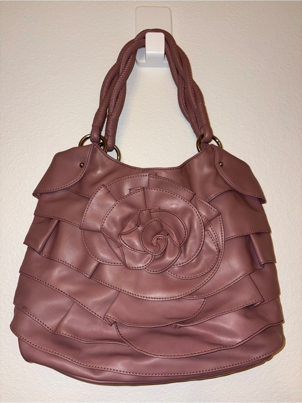 Nine West Dusty Rose Floral Ruffle Shoulder Bag Hobo